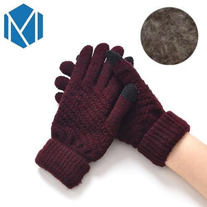 Women Warm Winter Full Finger  Woolen Gloves