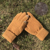 Women Warm Winter Full Finger  Woolen Gloves