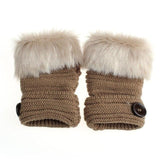 Winter Warm Faux Fox Fur Half Finger Gloves