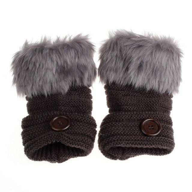 Winter Warm Faux Fox Fur Half Finger Gloves