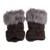 Winter Warm Faux Fox Fur Half Finger Gloves