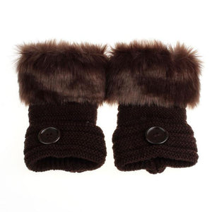 Winter Warm Faux Fox Fur Half Finger Gloves