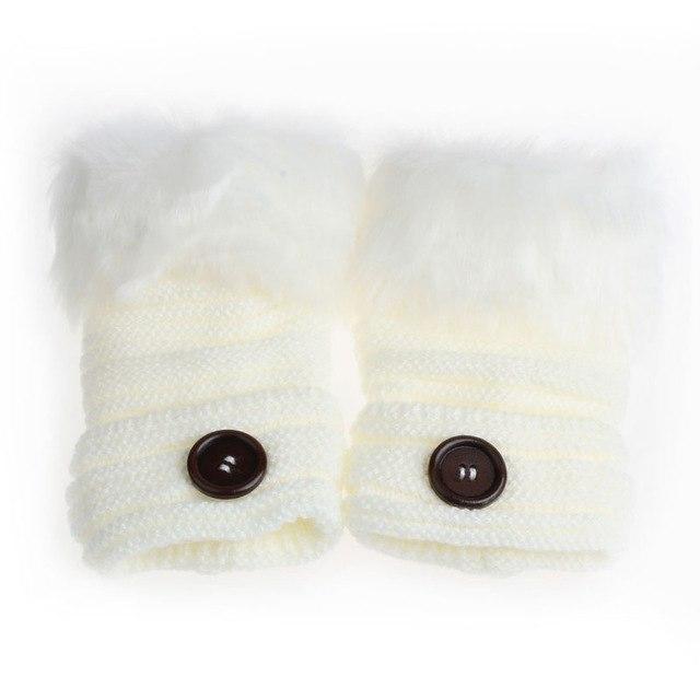 Winter Warm Faux Fox Fur Half Finger Gloves