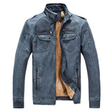 Winter Men Warm PU Faux Leather