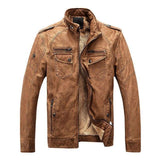 Winter Men Warm PU Faux Leather