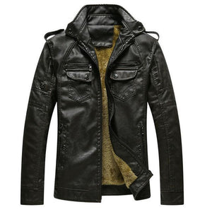 Winter Men Warm PU Faux Leather