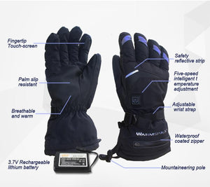 Smart Control Rechargeable Hand Warmer Winter Ski Heated Gloves