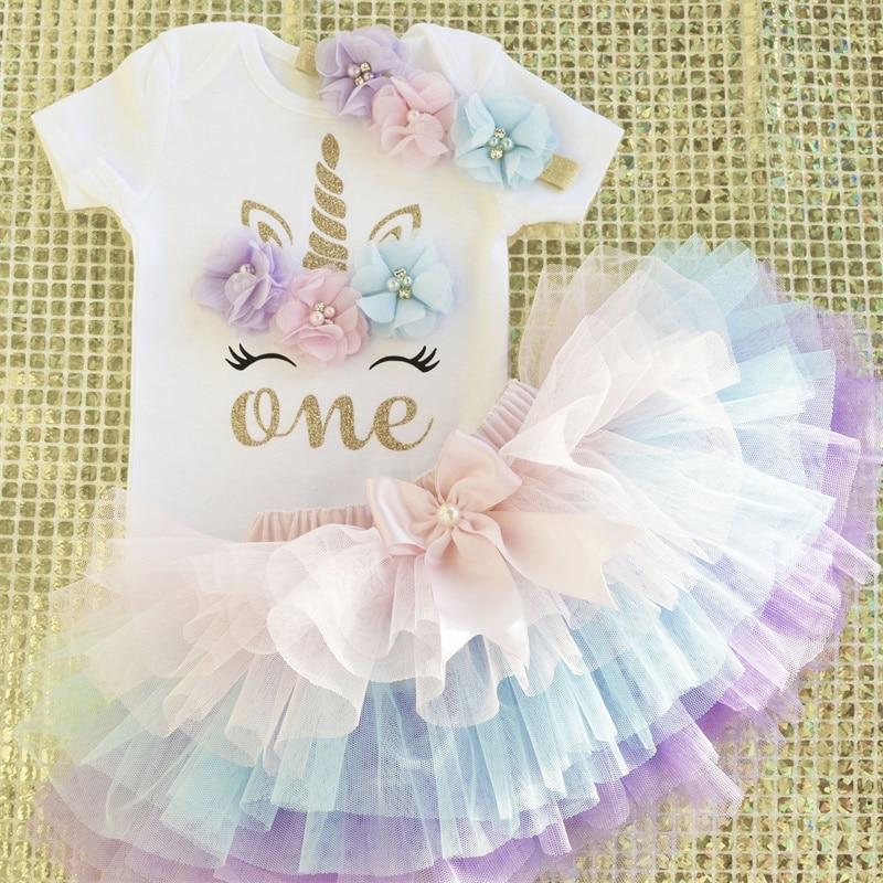 Happy 1st Birthday Unicorn Girl Dress