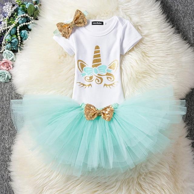 Happy 1st Birthday Unicorn Girl Dress