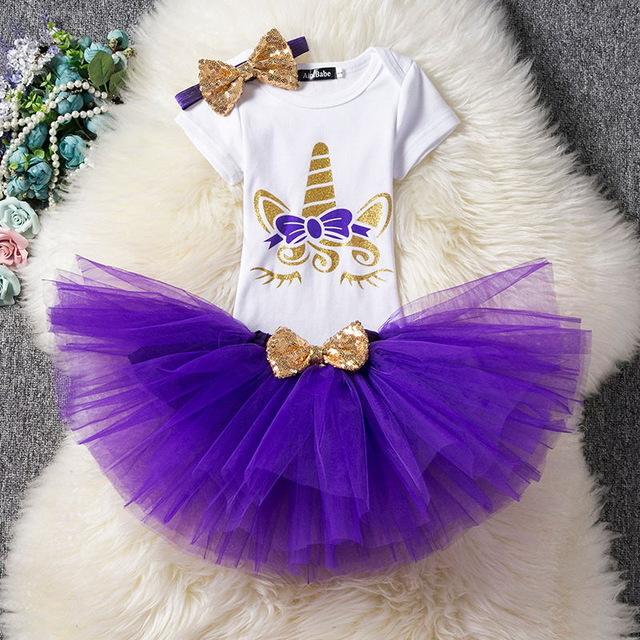 Happy 1st Birthday Unicorn Girl Dress