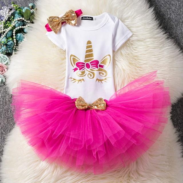 Happy 1st Birthday Unicorn Girl Dress